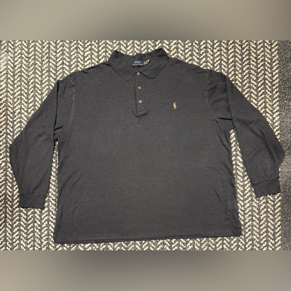 POLO RALPH LAUREN Classic Fit Soft Cotton Polo Shirt in Dark Gray Size XXL